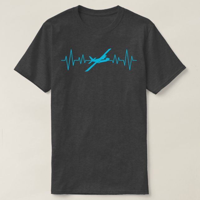 Funny Flying Airplane Heartbeat Aviator Pilot Gift T-Shirt (Design Front)