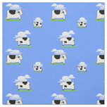 Funny  Flying Cows and Clouds Pattern Fabric