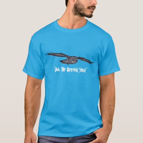 Funny Flying Great Grey Owl Wildlife Art T_Shirt