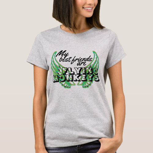Funny Flying Monkey Green Wings Custom Typography T_Shirt