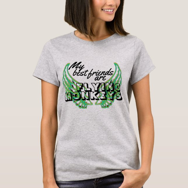 Funny Flying Monkey Green Wings Custom Typography T-Shirt (Front)