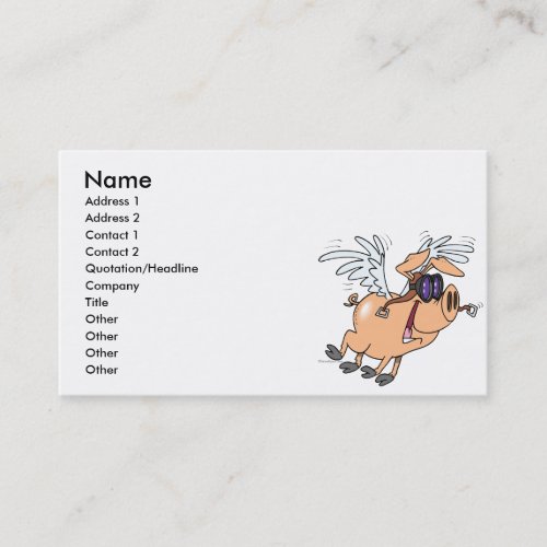 funny flying pig flyer cartoon business cards