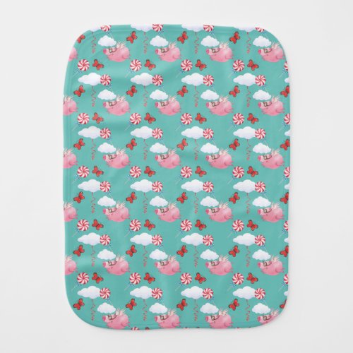 Funny Flying Pig Pattern Baby Burp Cloth