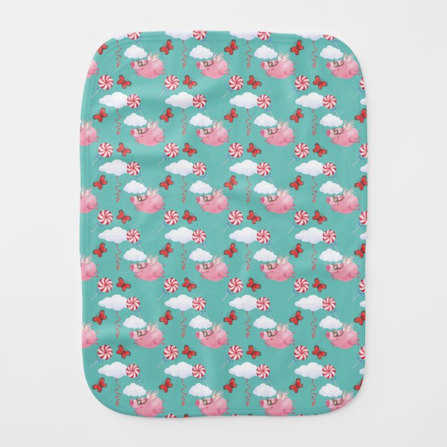 Funny Flying Pig Pattern Baby Burp Cloth (Front)
