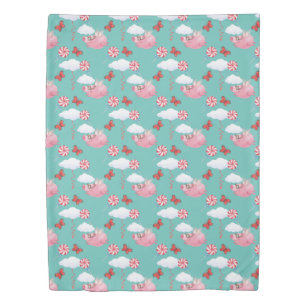 Funny Flying Pig Pattern Duvet Cover