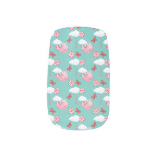 Funny Flying Pig Pattern Minx Nail Art