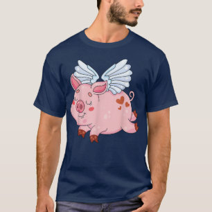 Funny Flying Pig With Wings Pig Fly Pig Farmers T-Shirt