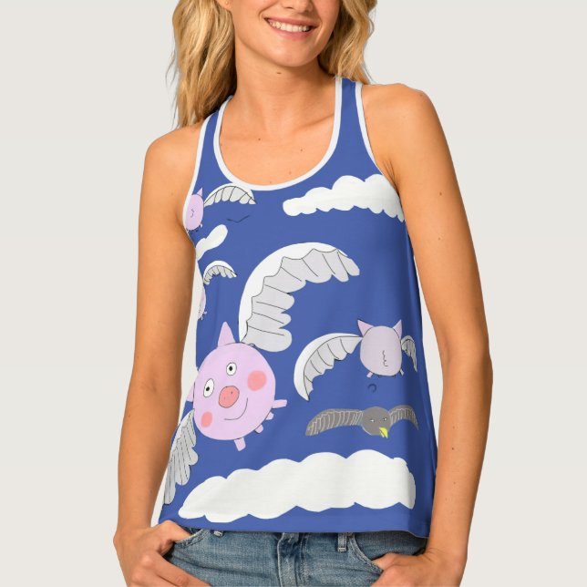 Funny Flying Pigs Tank Top (Front)
