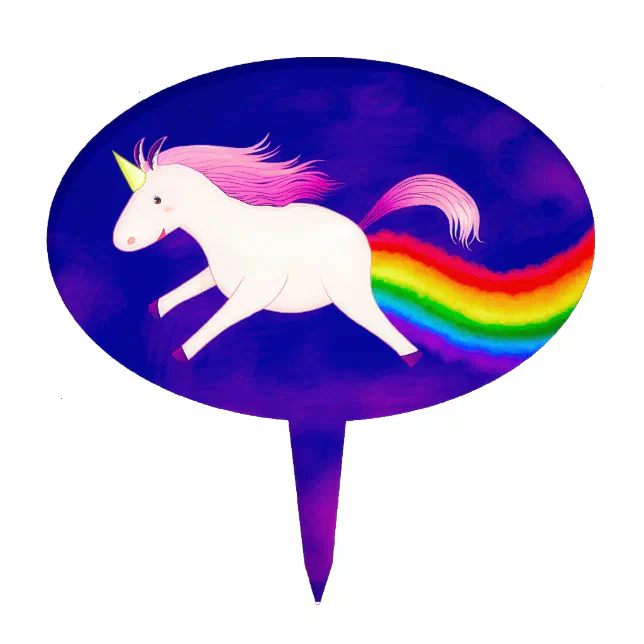 Magical sparkly rainbow prancing unicorn cake topper | Zazzle