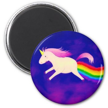Funny Flying Unicorn Farting A Rainbow Magnet by UnicornFartz at Zazzle