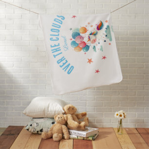 Funny Flying Unicorn Rainbow Colors 1st Birthday Baby Blanket
