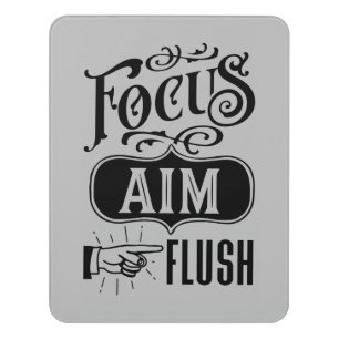 funny focus aim flush bathroom word art door sign