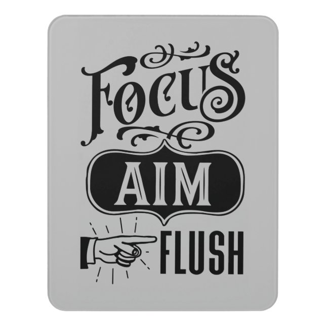 funny focus aim flush bathroom word art door sign (Contemporary Vert)