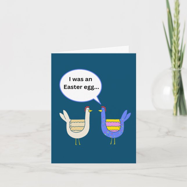 Funny Folded Easter Card with Chickens (Front)