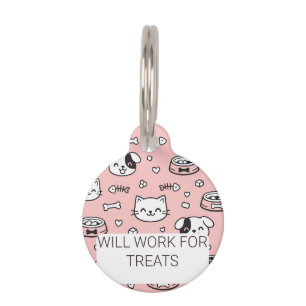 Funny Food Critic Pet ID Tag Cute Kawaii Pattern