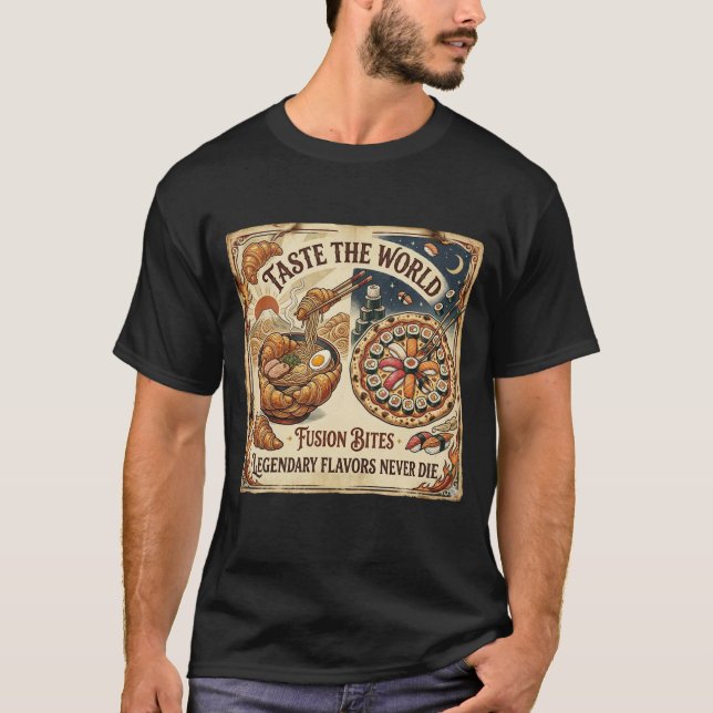 Funny Food Fusion Sushi Pizza Ramen Tee (Front)