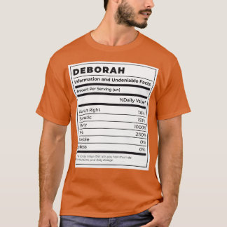 Funny Food Label Female Ingredients DEBORAH T-Shirt