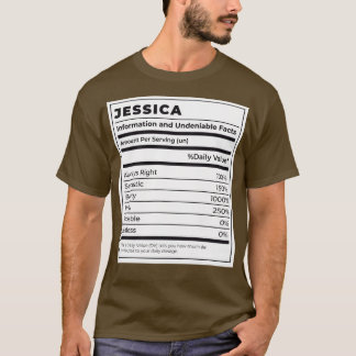 Funny Food Label Female Ingredients JESSICA T-Shirt