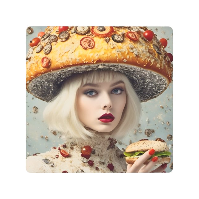 Funny Food Person Metal Print (Front)