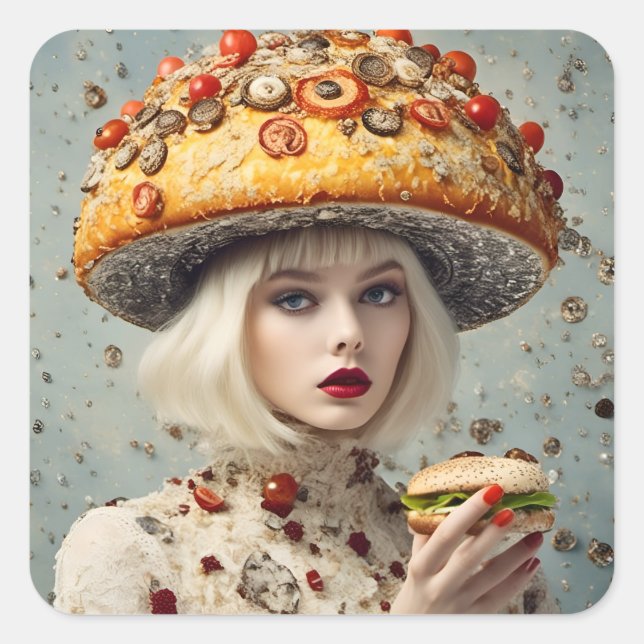 Funny Food Person Square Sticker (Front)