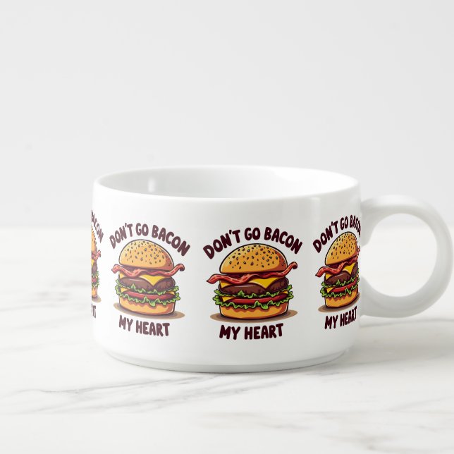 Funny Food Pun Bacon Lover Cheeseburger Design Bowl (Left)
