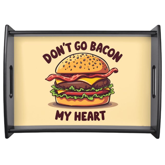 Funny Food Pun Bacon Lover Cheeseburger Design Serving Tray (Front)