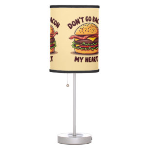 Funny Food Pun Bacon Lover Cheeseburger Design Table Lamp