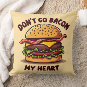Funny Food Pun Bacon Lover Cheeseburger Design Throw Pillow