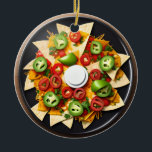 Funny Food Pun | Nacho Average Christmas  Ceramic Ornament<br><div class="desc">Funny food pun Christmas ornament with a plate of nachos. Nacho average Christmas ornament.</div>