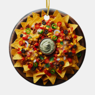 Funny Food Pun Nacho Average Christmas Nachos Ceramic Ornament