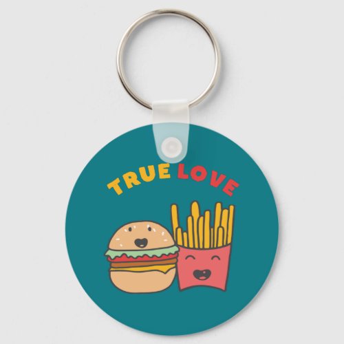 Funny Food Puns True Love Like Burger and Fries Keychain