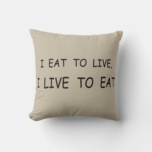 Funny food sayings throw pillow