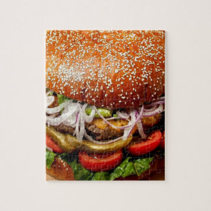 funny foodie novelty cheeseburger hamburger jigsaw puzzle