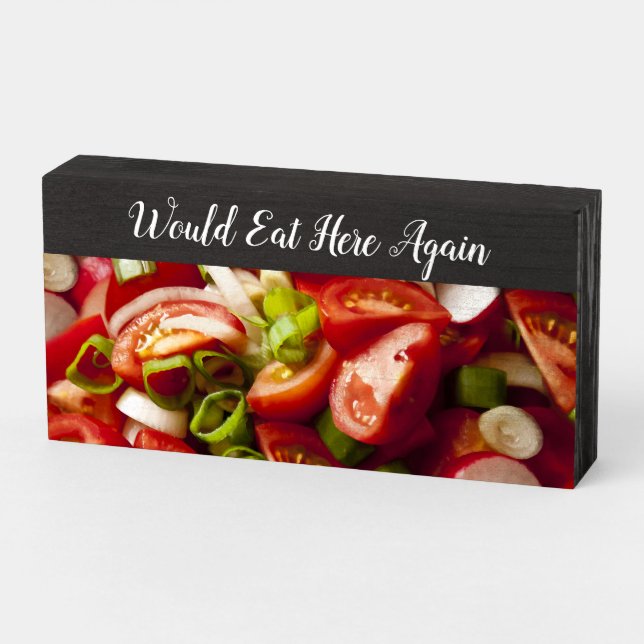 Funny Foodie Theme Kitchen Wooden Box Sign (Angled Horizontal)