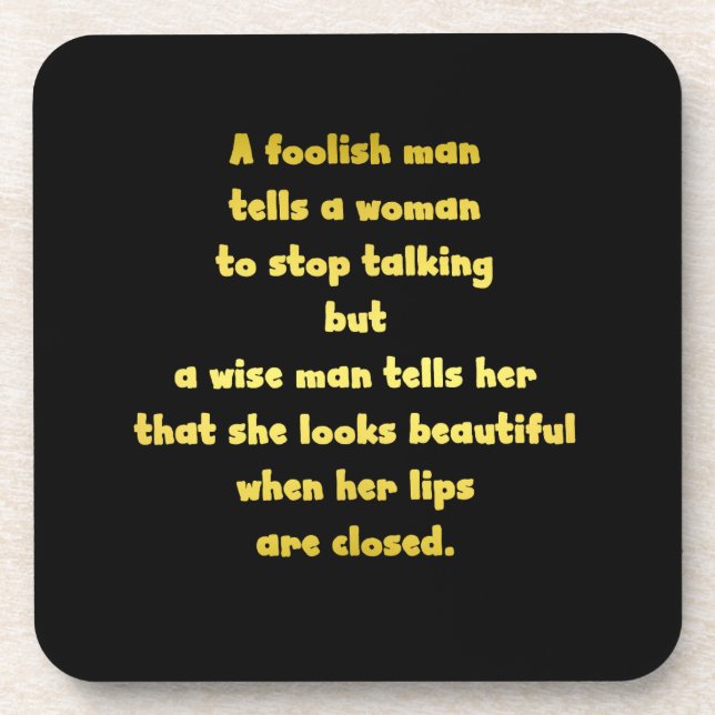 Funny Foolish and Wise Man Joke Beverage Coaster (Front)