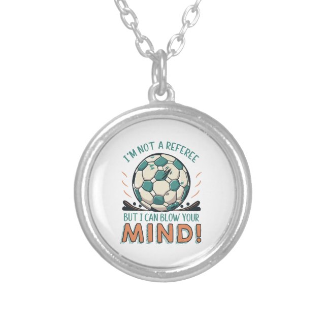 Funny Football Design Silver Plated Necklace (Front)