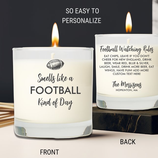 Funny Football Fan Rules Gift Personalized Text Scented Candle (Creator Uploaded)