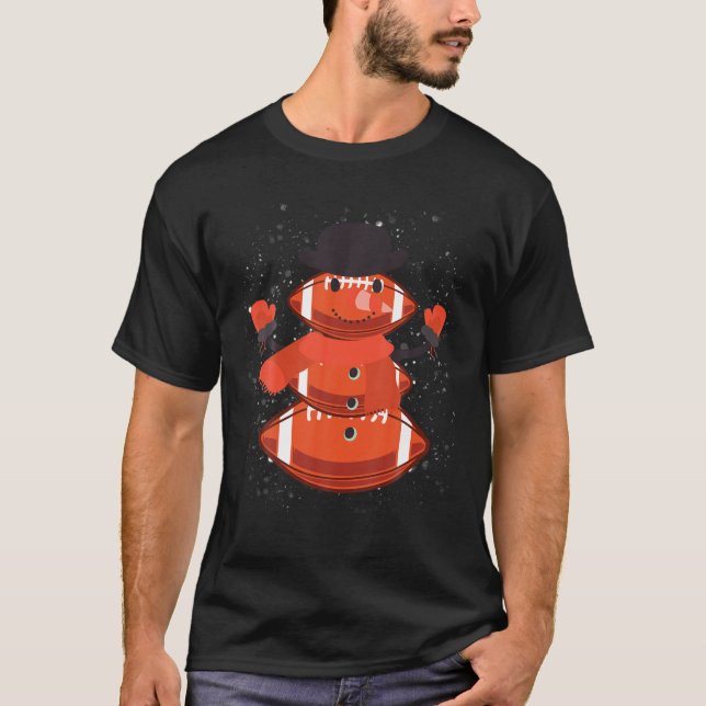 Funny Football For Boys Girls Christmas Snowman Fo T-Shirt (Front)
