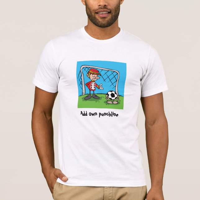 Funny football Goal keeper soccer cartoon gf T-Shirt (Front)