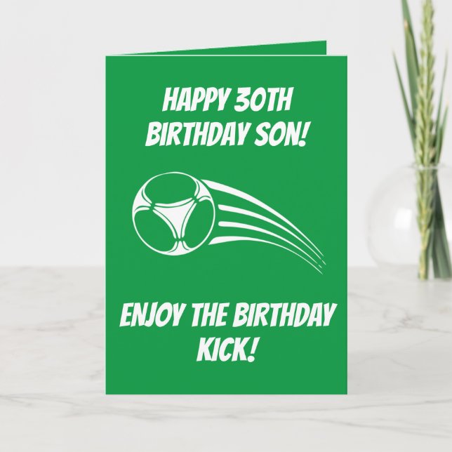 Funny Football Green Son 30th Birthday Card (Front)