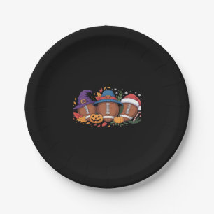 Funny Football Halloween Thanksgiving Xmas Spooky Paper Plates