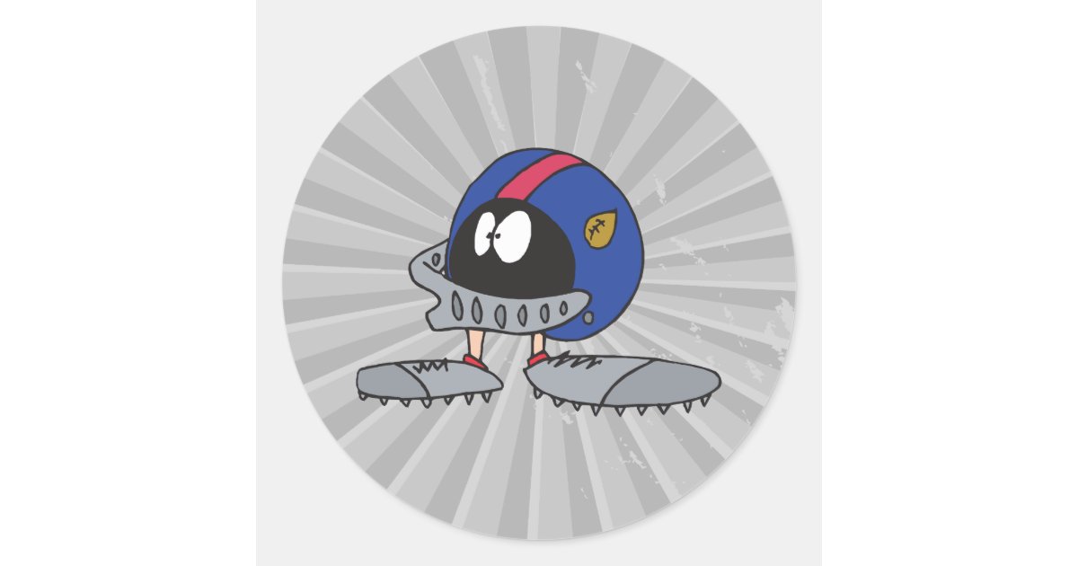 Funny Football Helmet Cartoon Character Classic Round Sticker Zazzle