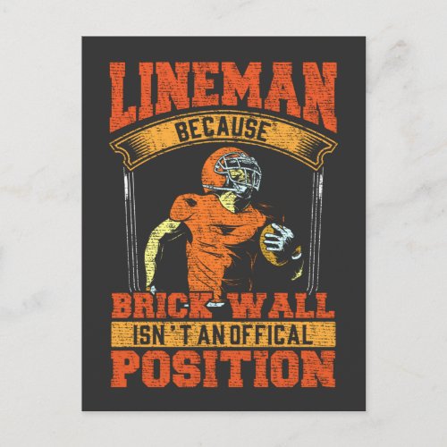 Funny Football Lineman Humor for Sportsman Postcard