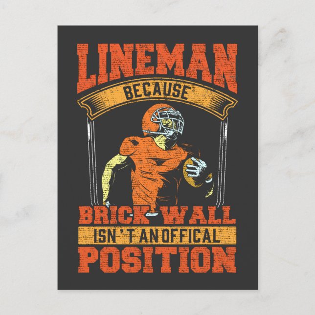 Funny Football Lineman Humor for Sportsman Postcard (Front)