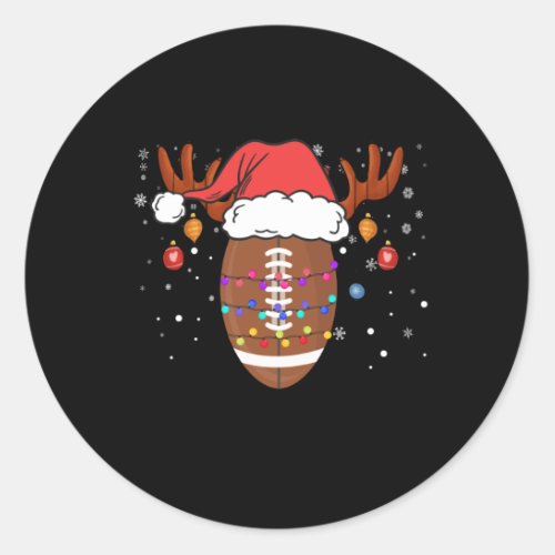 Funny Football Reindeer Santa Hat Christmas Classic Round Sticker