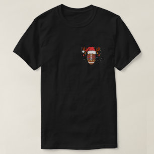 Funny Football Reindeer Santa Hat Christmas T-Shirt
