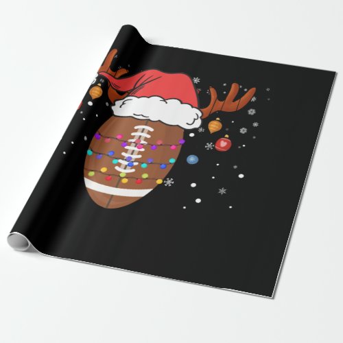Funny Football Reindeer Santa Hat Christmas Wrapping Paper