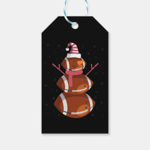 Funny Football Rugby Snowman Christmas New Year Gift Tags