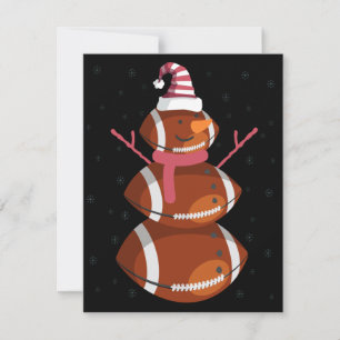 Funny Football Rugby Snowman Christmas New Year Note Card