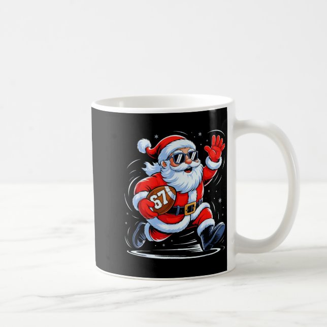 Funny Football Santa 67 Christmas Xmas Holiday Boy Coffee Mug (Right)